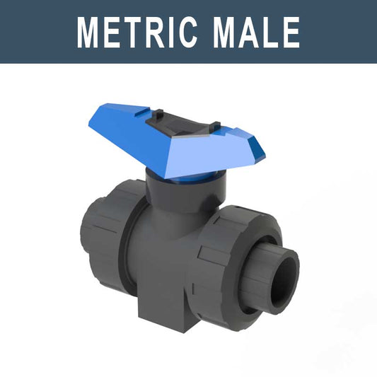 Image of D.UNION B.VALVE MALE PLAIN END D. 90 PVC