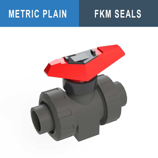 Image of GF Double Union Ball Valve Metric with FKM Seals D32mm